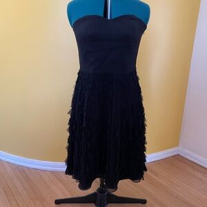 WHITE HOUSE BLACK MARKET black M strapless silk dress, great for weddings.